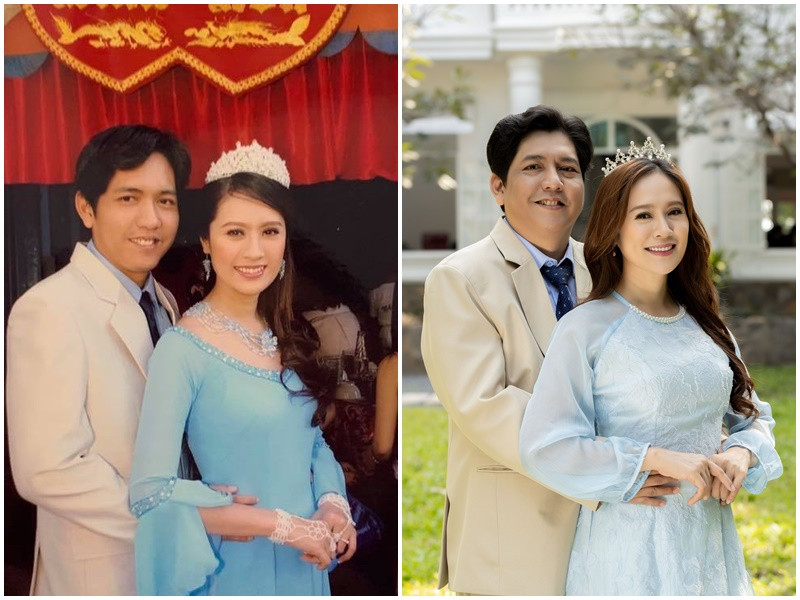 Dịp Valentine 2023, Đức Thịnh - Thanh Thúy chụp ảnh tái hiện khoảnh khắc trong ngày cưới. Ảnh: FBNV