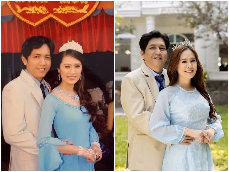 Dịp Valentine 2023, Đức Thịnh - Thanh Thúy chụp ảnh tái hiện khoảnh khắc trong ngày cưới. Ảnh: FBNV