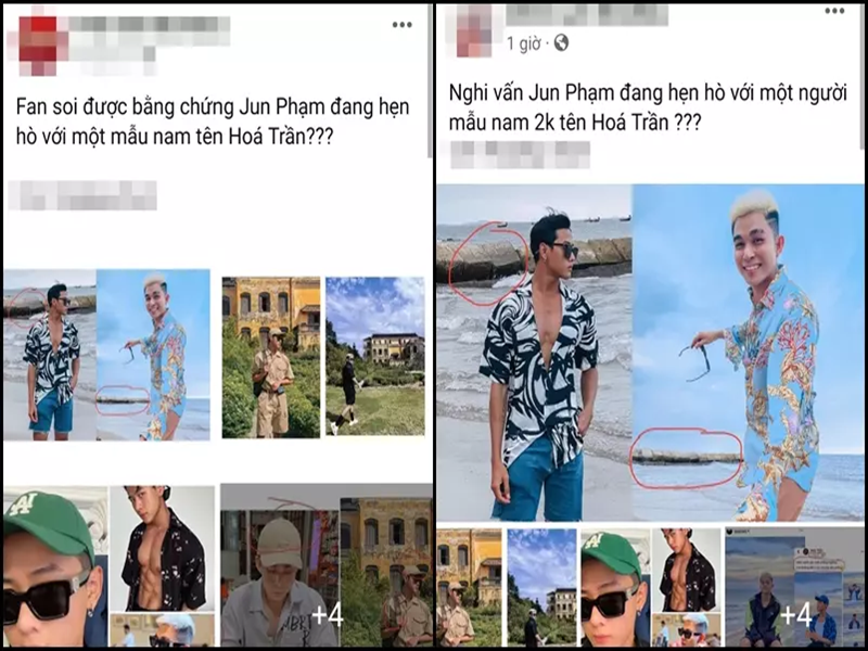 Jun Phạm còn từng vướng nghi vấn hẹn hò đồng giới. Tháng 7/2022, nhiều diễn đàn mạng lan truyền loạt ảnh về ca sĩ, diễn viên Jun Phạm, nhằm cho thấy anh đang hẹn hò người mẫu Hóa Trần. Ảnh: Vietnamnet