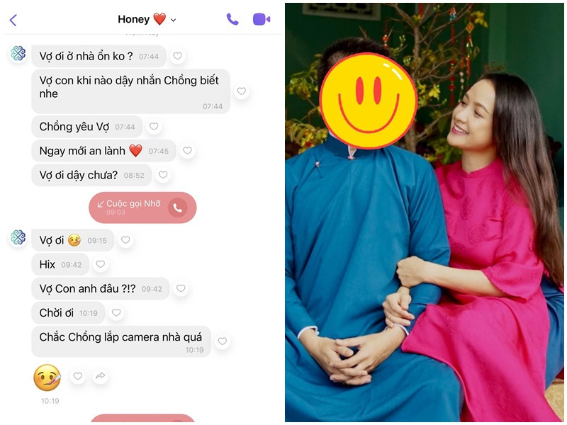 Lê Bê La đăng tải những tin nhắn ngọt ngào của ông xã dành cho mình.