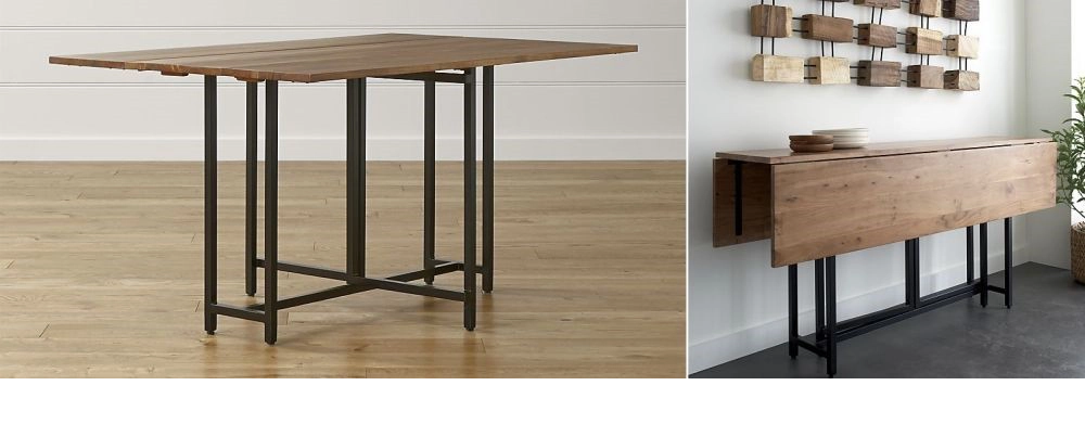 8. Bàn ăn đặc biệt rất phù hợp trong những không gian nhỏ, nơi không có đủ chỗ cho một khu vực ăn uống chuyên dụng. Bàn Origami là một lựa chọn thanh lịch, có thiết kế đơn giản với chân kim loại màu đen có mặt bằng gỗ keo màu quả óc chó màu.