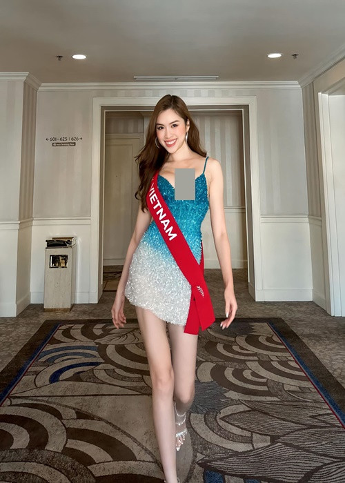 Về bất lợi hay khó khăn khi thi đấu, Thanh Huyền khẳng định, đối với cô, hầu như không có. "Tôi chỉ gặp một chút khó khăn trong quá trình chuẩn bị trang phục vì cuộc thi diễn ra sau Tết, nên ê-kíp chuẩn bị trang phục cho tôi phải nỗ lực, chuẩn bị quần áo nhanh nhất có thể", nữ MC tiết lộ. Ảnh: FBNV