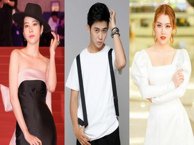 Năm 2020, Bảo Trân (ngoài cùng bên phải) không chỉ gây hấn với Nam Em trên thảm đỏ mà còn còn tố Nam Em phá hoại hạnh phúc gia đình, là người thứ ba xen vào mối quan hệ tình cảm của cô và VJ Quốc Bảo. Ảnh: VOV