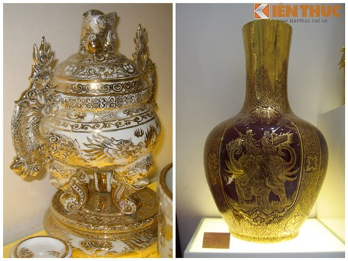 Không chỉ mua về để sử dụng, trang trí nhà ngày Tết, nhiều người chọn các món đồ gốm sứ vẽ vàng làm quà biếu sang trọng và lịch sự.