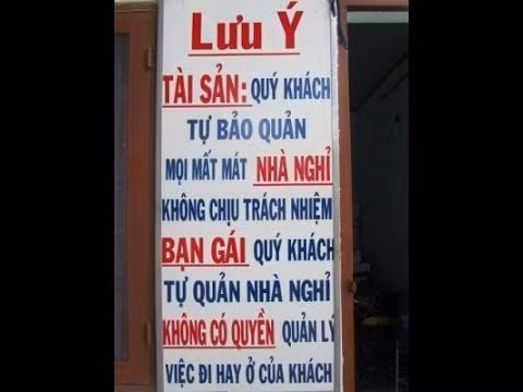 Nhà nghỉ thông báo: "Khách hàng tự bảo quản bạn gái".