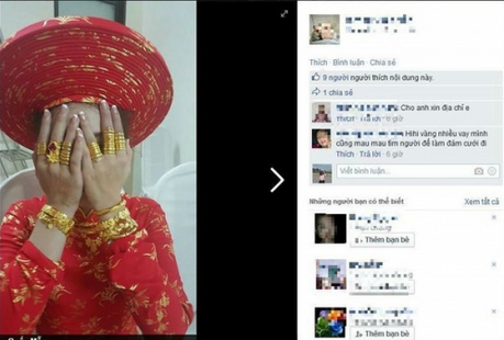 Tại Quảng Nam, cô dâu chú rể cũng khiến nhiều người nhầm tưởng họ như "tiệm vàng di động" vì trên người đeo đủ các loại vòng vàng quà cưới.