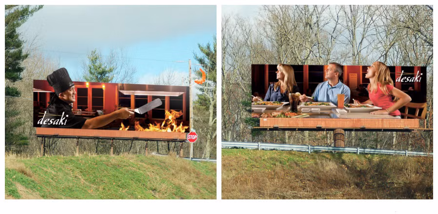 Hiệu ứng quảng cáo khá ấn tượng khi đặt hai tấm biển gần nhau.