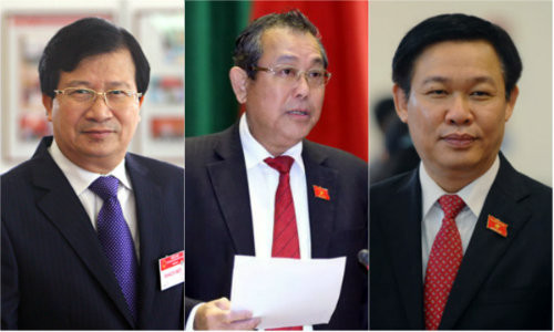 Ông Vương Đình Huệ, ông Trương Hòa Bình và ông Trịnh Đình Dũng (từ phải qua trái).