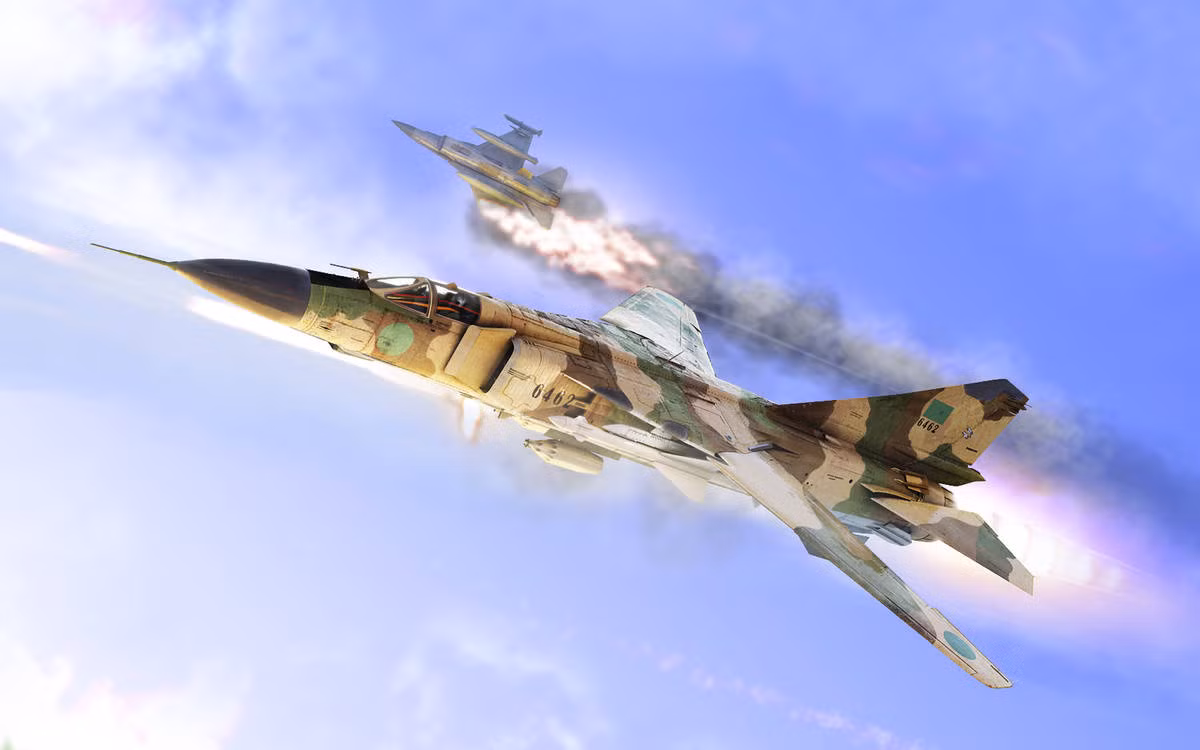 Các tài liệu của Liên Xô (thường là chính xác hơn Israel, phương Tây) ghi nhận, ngày 7/6/1982, biên đội 3 MiG-23MF của Không quân Syria đã bắn rơi hai tiêm kích thế hệ 4 F-16 của Không quân Israel bằng tên lửa tầm trung R-23. Hai ngày tiếp theo, Không quân Syria tiếp tục sử dụng MiG-23 với tên lửa tầm trung dẫn đường radar R-23 tiêu diệt thêm 2 chiếc F-16 nữa dù chịu tổn thất mất 2 MiG-23.