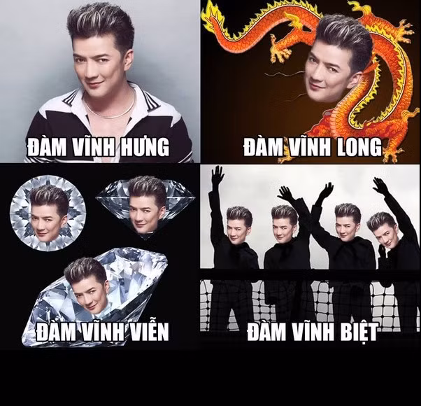 Cả những ca sĩ nổi tiếng, ngôi sao âm nhạc hàng đầu cũng bị dân mạng nghịch ngợm lấy tên để "chế tác". Đàm Vĩnh Hưng có lẽ sẽ phải mếu máo hoặc phì cười khi biết tên mình được chế thành... Đàm Vĩnh Biệt.