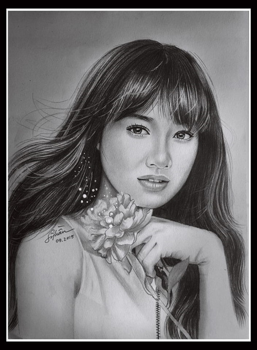 Chân dung Nhã Phương qua tay vẽ của Sỹ Trần.