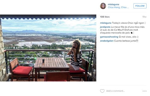 Mireia "check-in" tại Châu Đốc với dòng miêu tả: “Chúc ngủ ngon”.