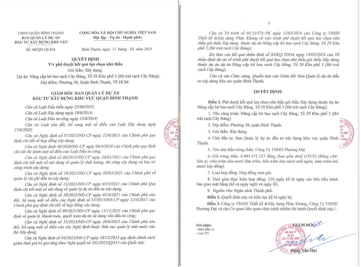 TP. HCM: Cty Phương Đạt trong 2 ngày trúng 4 gói thầu tại Bình Thạnh TP. HCM: Cty Phuong Dat trong 2 ngay trung 4 goi thau tai Binh Thanh