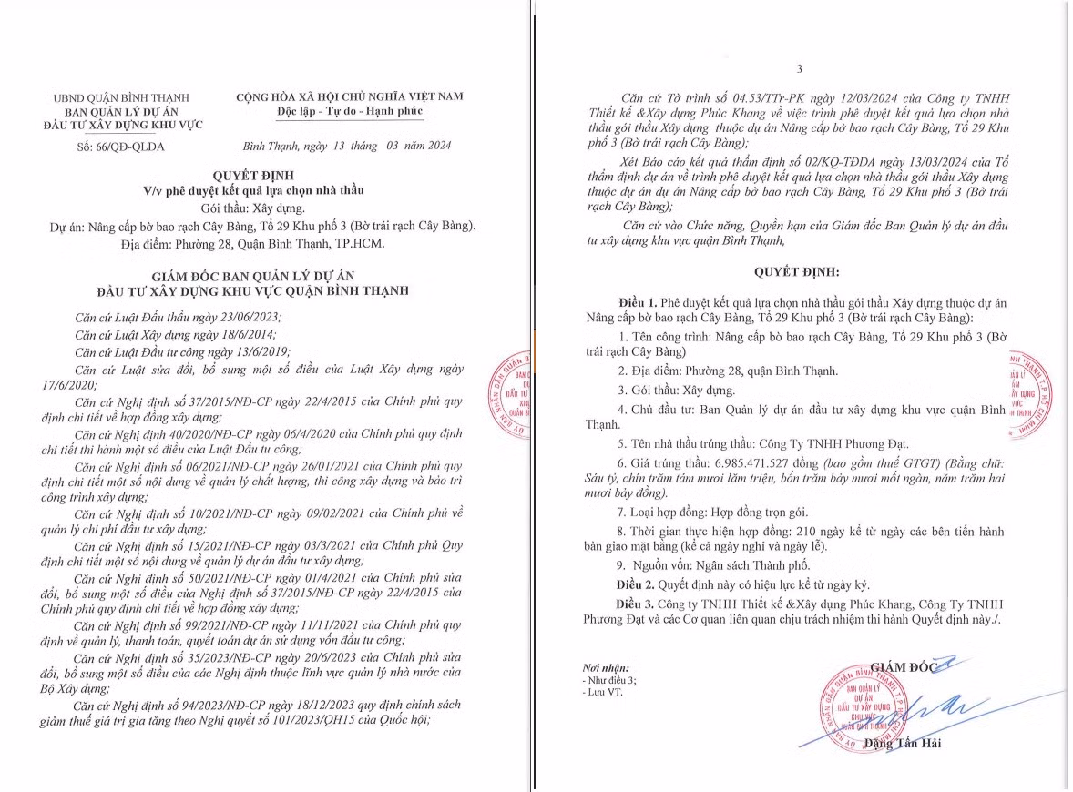 TP. HCM: Cty Phương Đạt trong 2 ngày trúng 4 gói thầu tại Bình Thạnh TP. HCM: Cty Phuong Dat trong 2 ngay trung 4 goi thau tai Binh Thanh