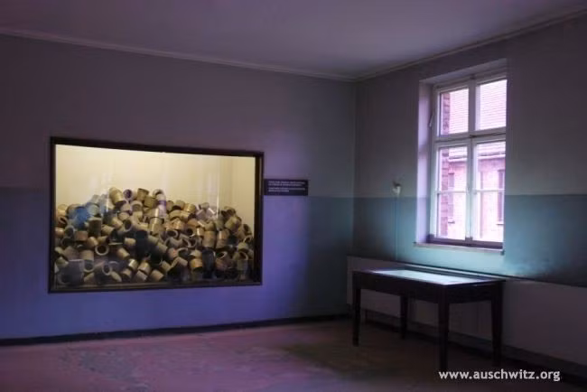 Lượng lớn bình chứa khí Zyklon B. Phát xít Đức sử dụng khí Zyklon B trong các phòng hơi ngạt để giết chết 1.200 người ở phòng hơi ngạt trong vòng 20 phút.