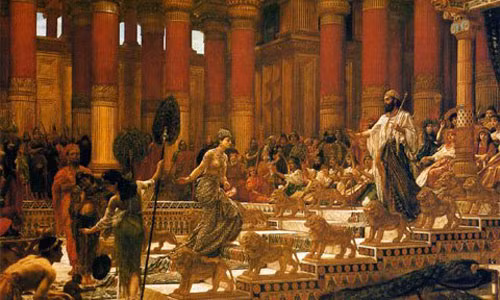 Khi gặp Vua Solomon, Nữ hoàng Sheba bất ngờ trước trí khôn của vị hoàng đế cùng vẻ huy hoàng của vương quốc mà ngài trị vì. Khi rời đi, Nữ hoàng Sheba đã tặng nhà vua 120 talent vàng - khoảng 4,5 tấn.