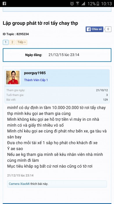 Dau hieu bat thuong khi keu goi tay chay Tan Hiep Phat