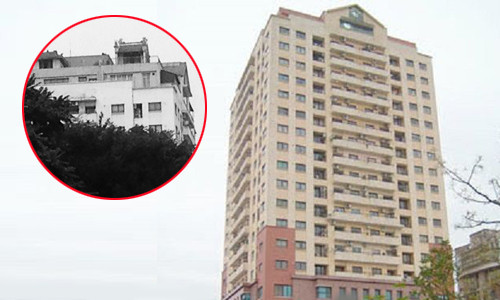 Tòa nhà 27 Huỳnh Thúc Kháng, quận Ba Đình - giữa trung tâm Thủ đô Hà Nội, cũng xây một ngôi chùa vững chãi trên tầng thượng. Ảnh: GĐ&amp;XH.