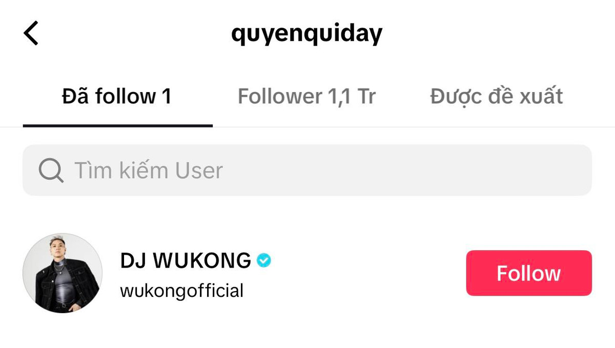 Không những thế, Quyên Qui còn bị "soi" bằng chứng nhập hội "chỉ follow mình anh" khi theo dõi mỗi DJ Wukong. Chi tiết này khiến hội "đẩy thuyền" càng thêm có cơ sở khẳng định về chuyện thành đôi của Quyên Qui và Wukong sau chương trình Đảo Thiên Đường.