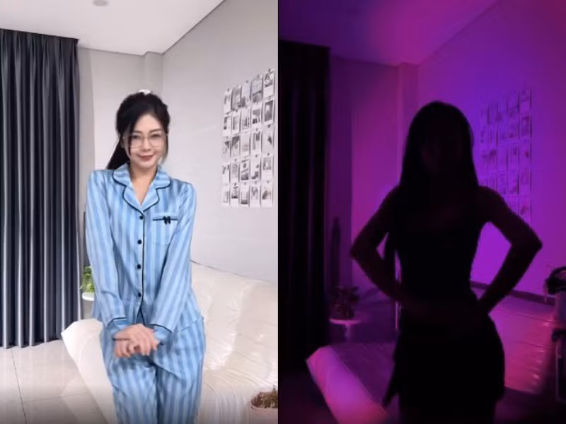Đến cả ca sĩ như Liz Kim Cương cũng gia nhập hội những người mê trend này. (Ảnh: Tiktok)