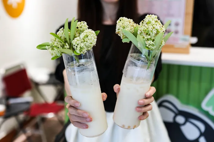 Câu chuyện về hoa sữa của mùa thu năm nay lại càng trở nên viral hơn khi bắt đầu xuất hiện những món đồ ăn, nước uống được kết hợp với hoa sữa.