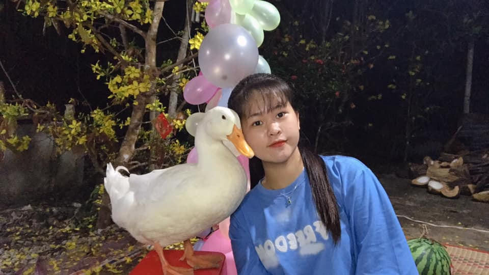 Hè 2019, trong mớ trứng vịt hỏng mẹ mua về làm thức ăn, Thùy Trang phát hiện một quả có dấu hiệu nở nên đem ra ổ cho vịt mẹ ấp. Bim Bim trở thành chú vịt trắng duy nhất trong đàn toàn những con đen nên bị phân biệt đối xử. Cũng kể từ đó Bim Bim lẽo đẽo theo Trang như hình với bóng.