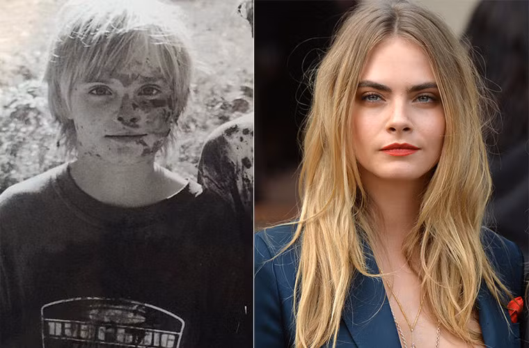 Ngày nhỏ trông người mẫu Anh quốc Cara Delevingne như một cậu bé với mái tóc vàng cắt ngắn khuôn mặt rất tinh nghịch.