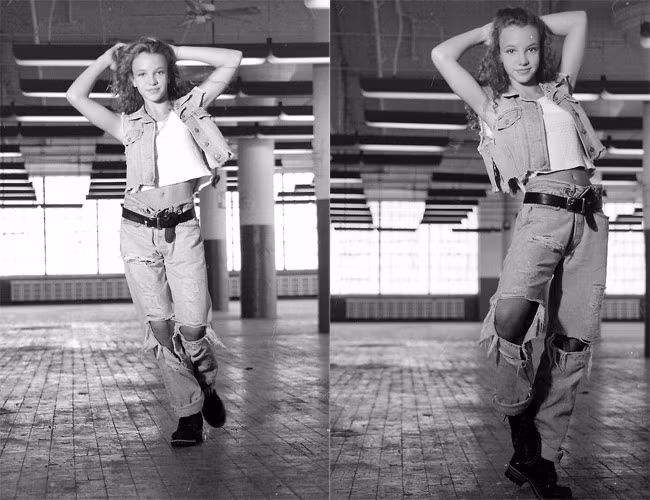 Trang phục và cả phong cách nhảy múa của Britney Spears năm 13 tuổi y hệt như khi cô trở thành công chúa pop 5 năm sau.