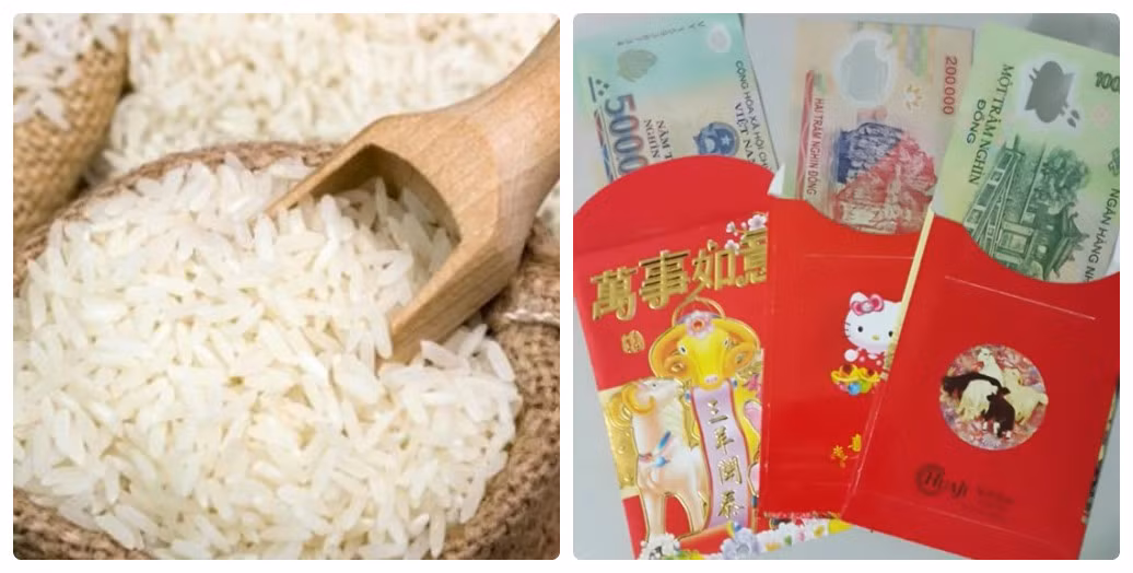 Đặt một bao lì xì có tiền thật dưới đáy thùng gạo để vận may của gia đình luôn gia tăng.