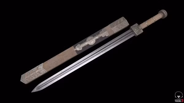 Thanh kiếm được các nghệ nhân rèn với lưỡi kiếm dài mảnh, sắc bén ở 2 bên. Đầu mũi kiếm nhọn và có chuôi cầm ngắn.