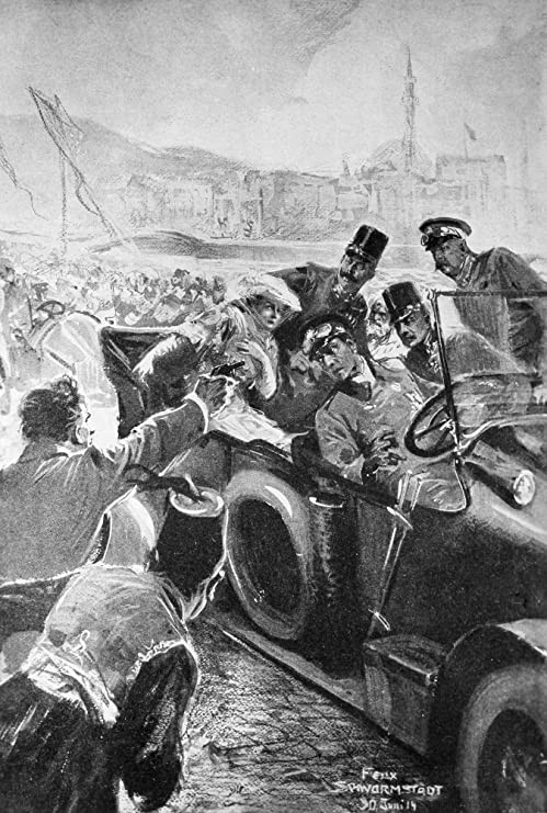 Vào hơn 10h sáng ngày hôm đó, Nedeljko ném một quả bom về phía xe của Thái tử Ferdinand đang ngồi. Tuy nhiên quả bom không trúng xe của Thái tử do vũ khí tự chế có độ trễ khoảng 10 giây kể từ khi kích nổ. Vì vậy, nó lăn xuống đường và khiến 10 người xung quanh bị thương. Vợ chồng Thái tử Ferdinand nhờ vậy an toàn.