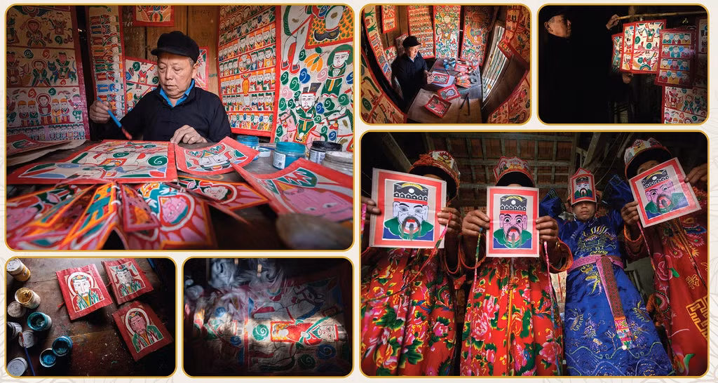 Giải top 5 ảnh bộ: Nghệ nhân vẽ tranh thờ người Dao của tác giả Nguyễn Hữu Thông. Thông qua bộ ảnh, tác giả Hữu Thông đem đến cho người xem tư liệu quý về kỹ thuật làm tranh thờ của người dân tộc Dao.