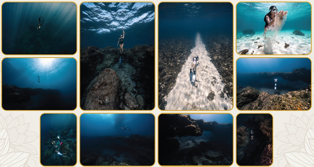 Giải top 5 ảnh bộ: Khám phá đáy biển và cổng tò vò cổ đại Lý Sơn của tác giả Nguyễn Ngọc Thiện. Bộ ảnh được thực hiện công phu và phức tạp trong điều kiện tác nghiệp hoàn toàn dưới mặt nước biển ghi lại vẻ đẹp kỳ vĩ và huyền bí, tựa như một cánh cổng để bước vào một thế giới khác trong lòng đại dương.