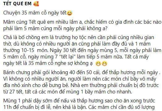 Con dau ke chuyen mot ngay Tet lam 5 mam cung, 10-15 mon