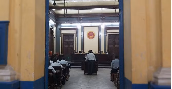 Phiên toà xét xử các lãnh đạo Navibank chiều nay. Nguồn ảnh: bizLive