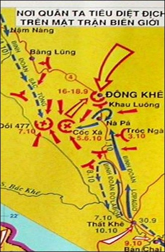 Lược đồ trận Đông Khê 1950. Nguồn: Tư liệu.