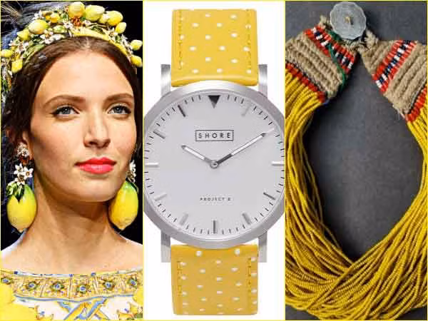 8. Phụ kiện tông màu vàng: băng đô, vòng tay, vòng cổ, nhẫn …thậm chí đồng hồ có tông màu vàng là những phụ kiện giúp bạn trở nên vô cùng lộng lẫy.