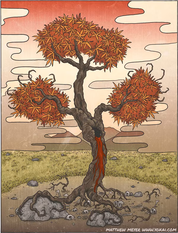 Sau đó, Jubokko trở nên thích thú với máu người nên đã tấn công và hút máu con người. Không ai biết cách có thể giết Jubokko. Tuy nhiên, khi cắt hoặc chém nó thì máu sẽ chảy ra giống như một sinh vật sống.