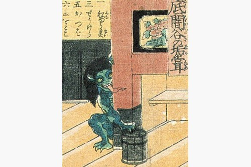 Quỷ Akaname được miêu tả có kích thước giống trẻ em và toàn thân có màu đỏ. Nó thường thu dọn những rác rưởi và liếm những bụi bẩn bám ở những nơi bạn không với tới trong nhà vệ sinh bằng cái lưỡi dài của mình. Akaname có mái tóc ướt nhầy, da nhờn và đi bằng bốn chân. Địa điểm yêu thích của nó là những nhà tắm bẩn.