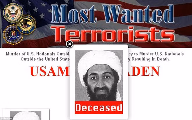 Ngay sau ngày 1/5/2011, FBI thay đổi thông tin trong truy nã bin Laden, xác nhận trùm khủng bố đã bị tiêu diệt.
