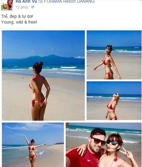 Siêu mẫu Hà Anh diện bikini xuyên thấu khoe đường cong ở Đà Nẵng khiến nhiều đấng mày râu nóng mắt.