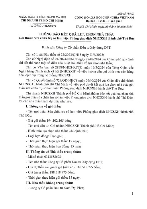 TP HCM: Cty Xây dựng DPT trúng gói thầu sửa chữa Trường MN Vàng Anh - Hình 3 TP HCM: Cty Xay dung DPT trung goi thau sua chua Truong MN Vang Anh-Hinh-3