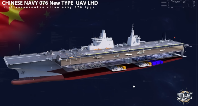 Với những gì đã được rò rỉ trên các phương tiện thông tin truyền thông, Type-076 về cơ bản là một phiên bản “phóng to” của tàu đổ bộ trực thăng Type-075. Và không chỉ đơn thuần là có kích cỡ lớn hơn, Type-076 cũng có sức mạnh hỏa lực, năng lực tác chiến đa dạng và mạnh hơn đáng kể so với Type-075.