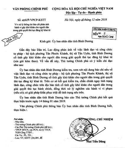 Thu xin loi gay that vong cua Chu tich phuong “vo cam