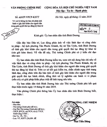 Thu xin loi gay that vong cua Chu tich phuong “vo cam