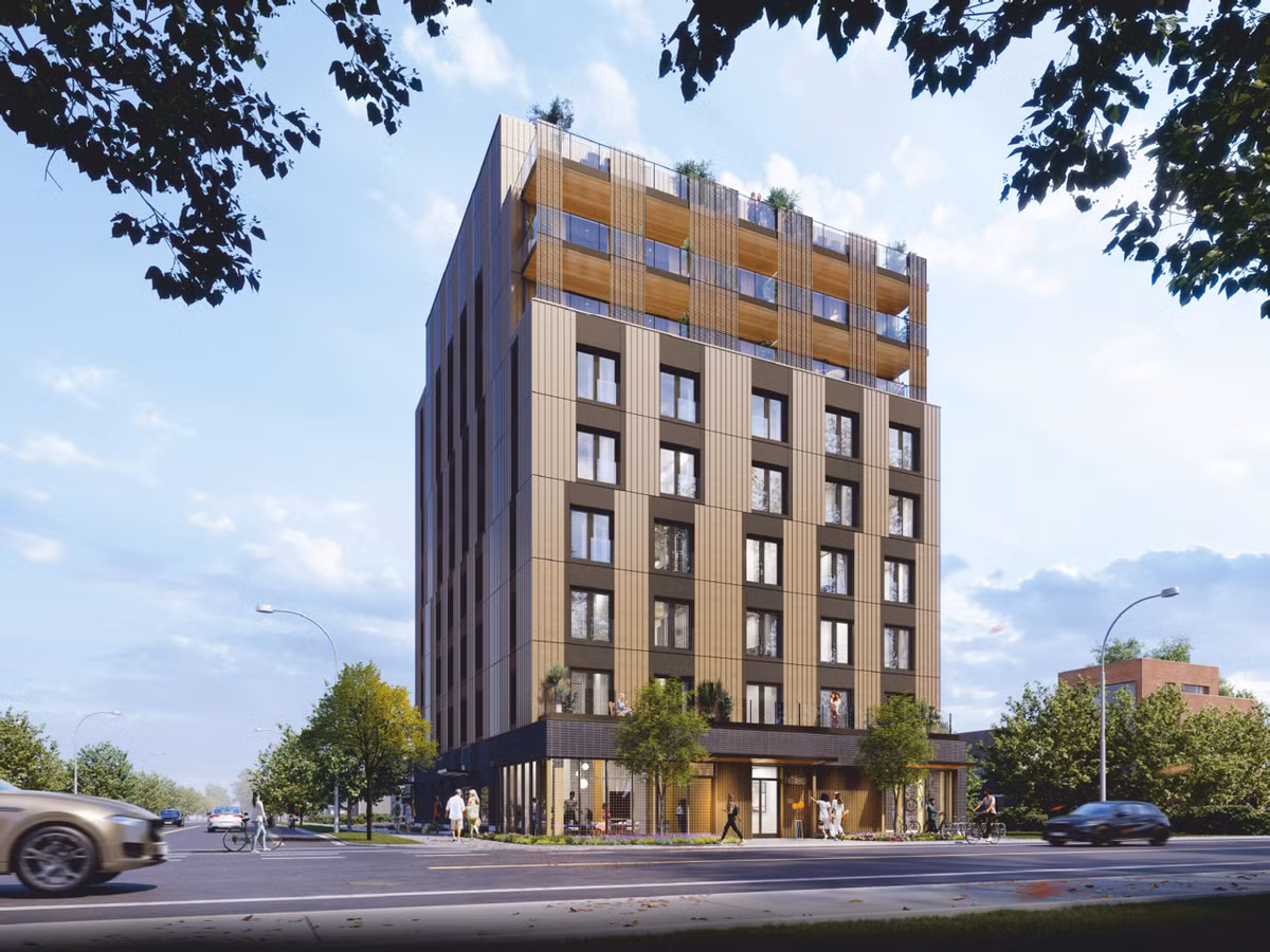 230 Royal York là một tòa nhà dân cư bằng gỗ khối sắp được xây dựng tại Toronto, Canada, với thời gian hoàn thành dự kiến chỉ trong 90 ngày. (Ảnh: Urban Toronto)