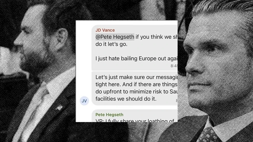 Tổng biên tập The Atlantic, Jeffery Goldberg, vô tình được thêm vào một nhóm chat trên ứng dụng nhắn tin Signal gồm các quan chức cấp cao Mỹ, trong đó có Bộ trưởng Quốc phòng, Cố vấn An ninh Quốc gia, Phó tổng thống và Ngoại trưởng. (Ảnh: The Atlantic)