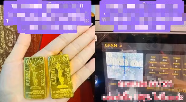 Một khách hàng Thái Lan cố gắng bán thỏi vàng 327,38 gram trị giá khoảng 1 tỷ đồng nhưng bị nhiều tiệm vàng từ chối vì không chứng minh được nguồn gốc. (Ảnh: Người đưa tin)