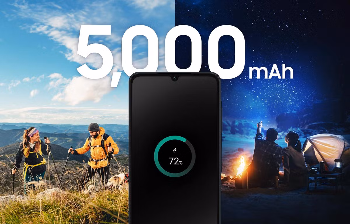 Viên pin 5.000 mAh hỗ trợ sạc nhanh 25W, giúp kéo dài thời gian sử dụng. Máy còn có cảm biến vân tay cạnh bên và hỗ trợ mở rộng dung lượng lưu trữ qua thẻ nhớ microSD. (Ảnh: samsung)