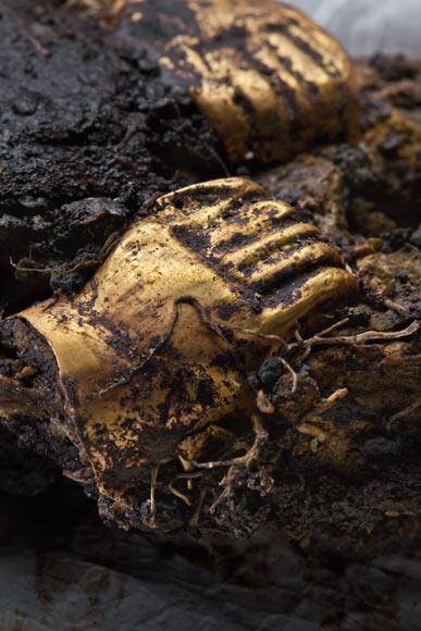 Các đồ trang sức mang hình sinh vật thần thoại nửa người nửa thú, được cho là biểu tượng tổ tiên hoặc linh hồn chiến binh, giúp soi sáng thêm bí ẩn văn minh Coclé. (Ảnh: Nat Geo)